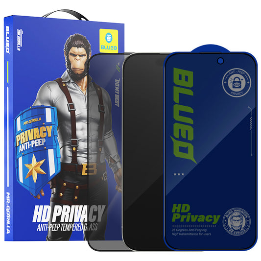 Blueo Anti-Peep Privacy Screen Protector for Apple iPhone 14 Pro Max, Tempered Glass, Full Glue
