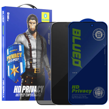 Blueo Anti-Peep Privacy Screen Protector for Apple iPhone 15 Plus, Tempered Glass, Full Glue