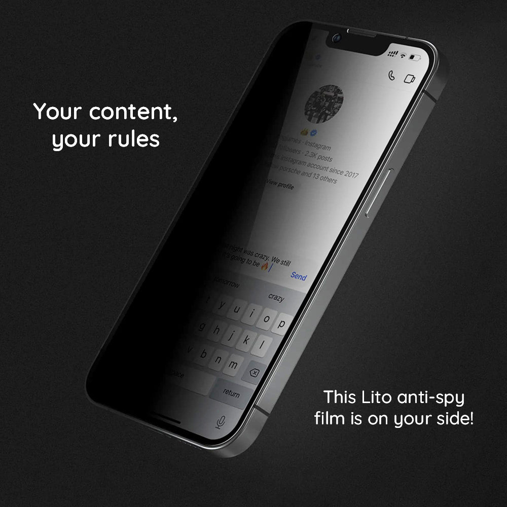 Privacy Screen Protector Lito HD Pro for Apple iPhone 15 Plus, Tempered Glass, Full Glue