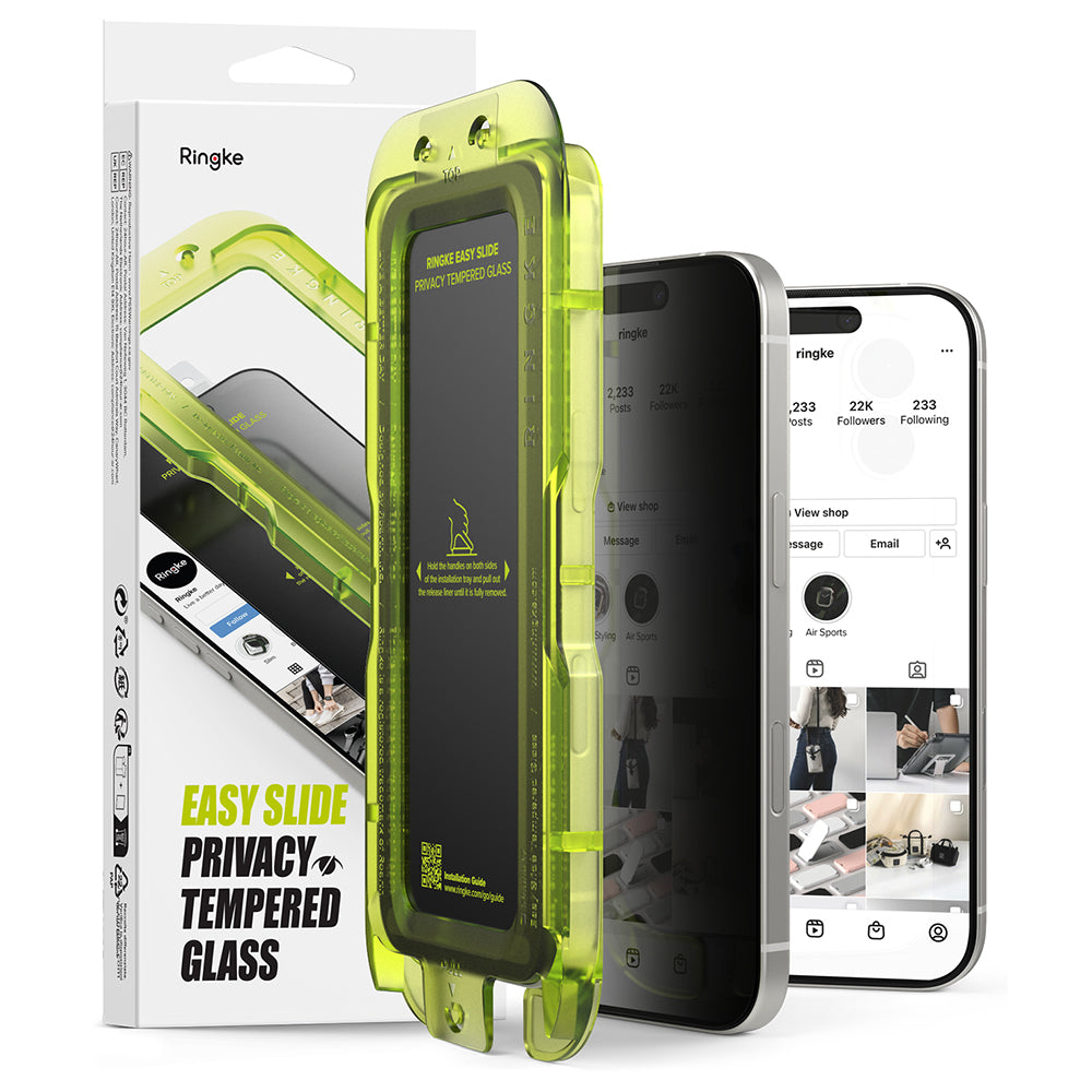 Privacy Screen Protector Ringke Easy Slide for Apple iPhone 17 Pro Max, Tempered Glass, Full Glue, Set of 2 pieces
