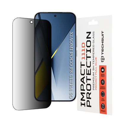 Privacy Techsuit Screen Protection Film for Xiaomi Poco F8 Ultra, Tempered Glass, Full Glue, 111D