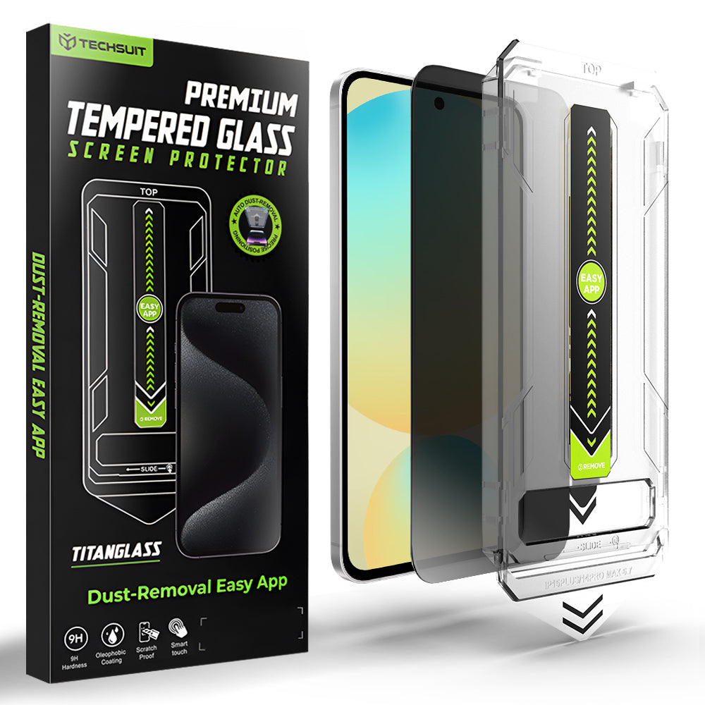 Privacy Screen Protector Techsuit TitanGlass CrystalHD for Samsung Galaxy S24 FE S721, Tempered Glass, Full Glue