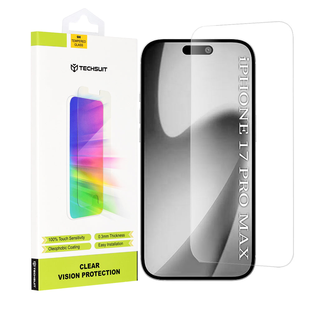 Techsuit Clear Vision Screen Protector for Apple iPhone 17 Pro Max, Tempered Glass, Full Glue