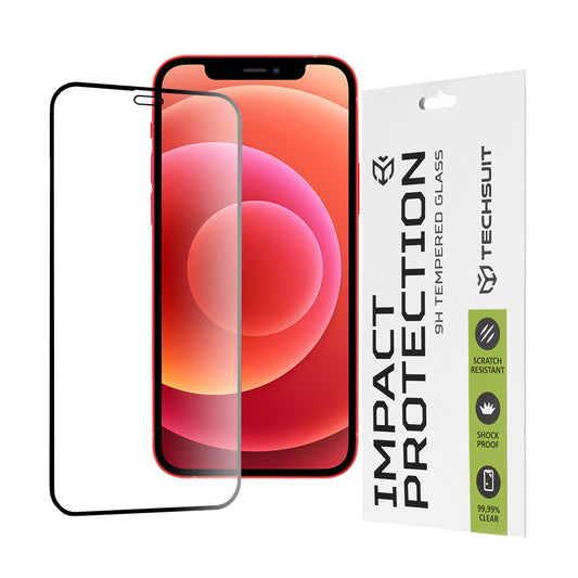 Techsuit Screen Protector Film for Apple iPhone 12 mini, Tempered Glass, Full Glue, 111D, Black