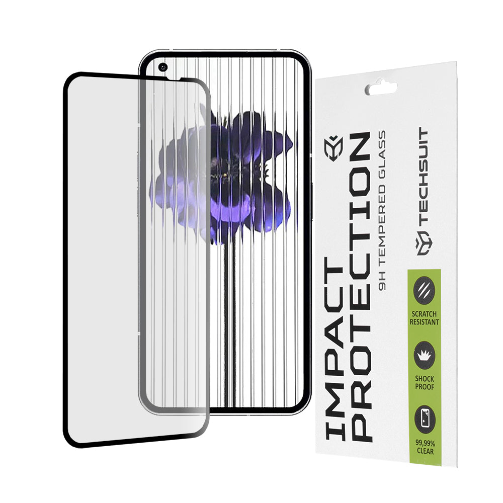 Techsuit Screen Protector Film for Nothing Phone (1), Tempered Glass, Full Glue, 111D, Black