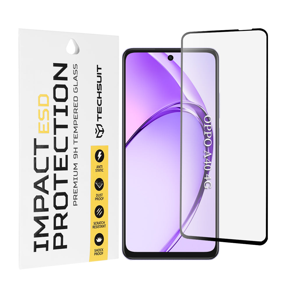 Techsuit Screen Protector Film for Oppo A3 4G / A3 5G, Tempered Glass, Full Glue, Black