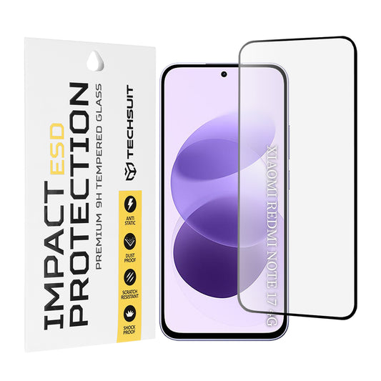 Techsuit Screen Protector for Xiaomi Redmi Note 17 4G / Note 17 5G, Tempered Glass, Full Glue, Black