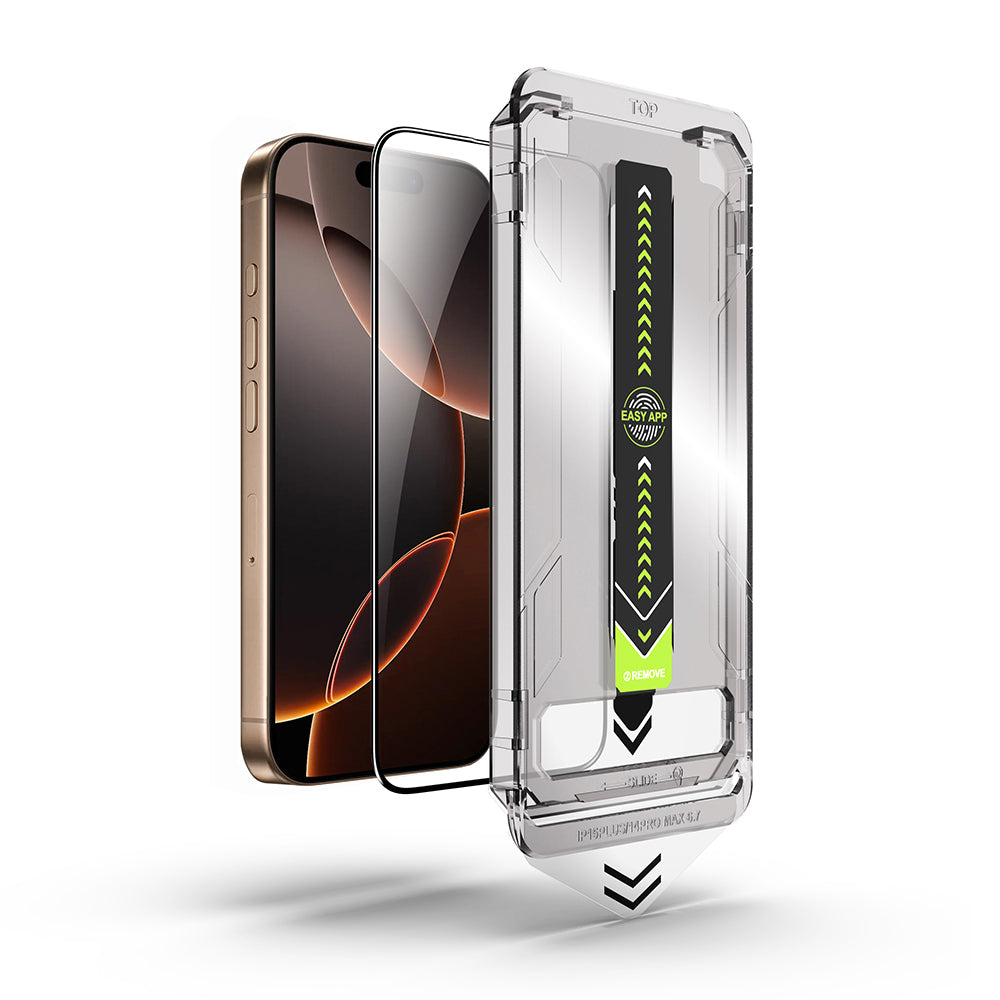 Techsuit TitanGlass Screen Protector for Apple iPhone 16 / 15, Tempered Glass, Full Glue, Black
