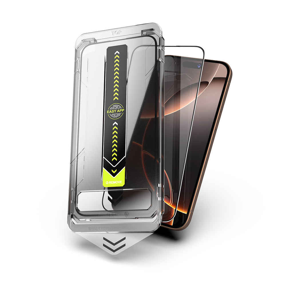 Techsuit TitanGlass Screen Protector for Apple iPhone 16 / 15, Tempered Glass, Full Glue, Black