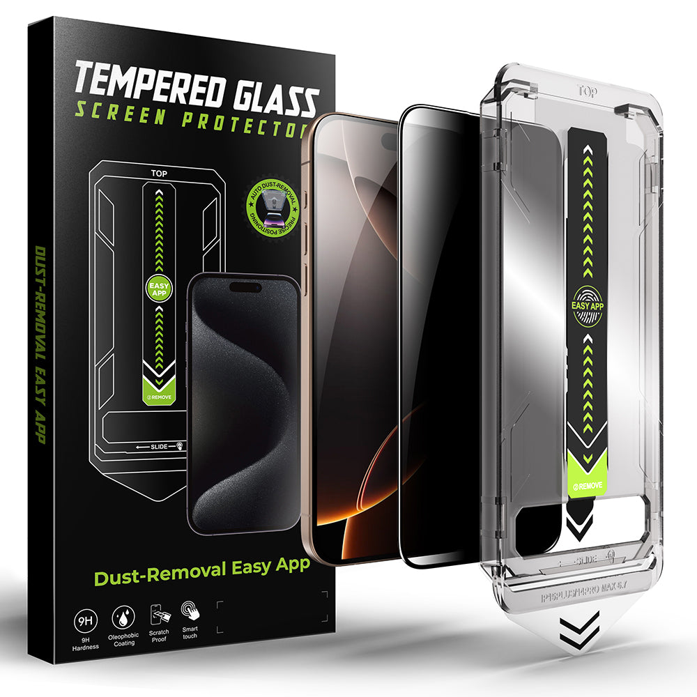 Privacy Screen Protector Techsuit TitanGlass for Apple iPhone 16 Plus / 15 Plus, Tempered Glass, Full Glue