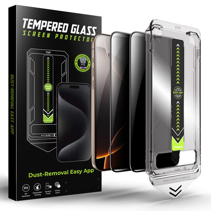 Privacy Screen Protector Techsuit TitanGlass for Apple iPhone 16 Plus / 15 Plus, Tempered Glass, Full Glue, Set of 2 pieces
