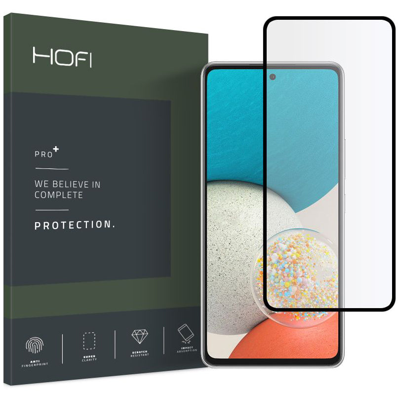 HOFI PRO+ Screen Protector for Samsung Galaxy A53 5G A536, Tempered Glass, Full Glue, Black