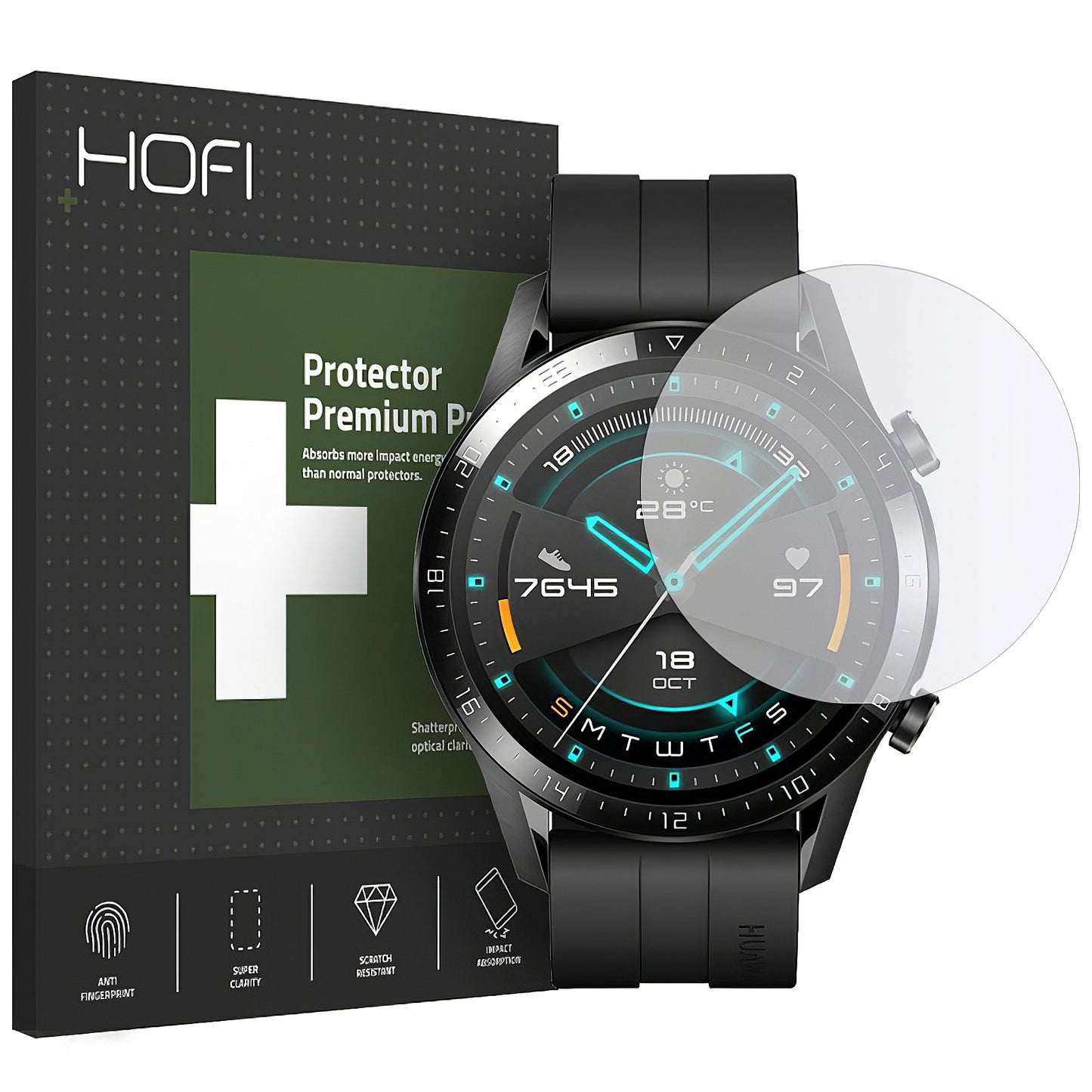 HOFI PRO+ Screen Protector for Huawei Watch GT 2 46mm, Tempered Glass