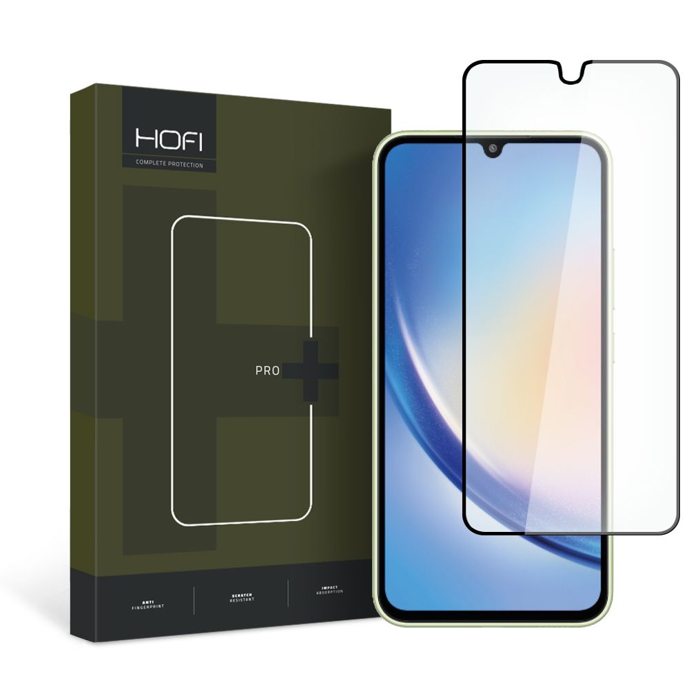 HOFI PRO+ Screen Protector for Samsung Galaxy A34 A346, Tempered Glass, Full Glue, Black