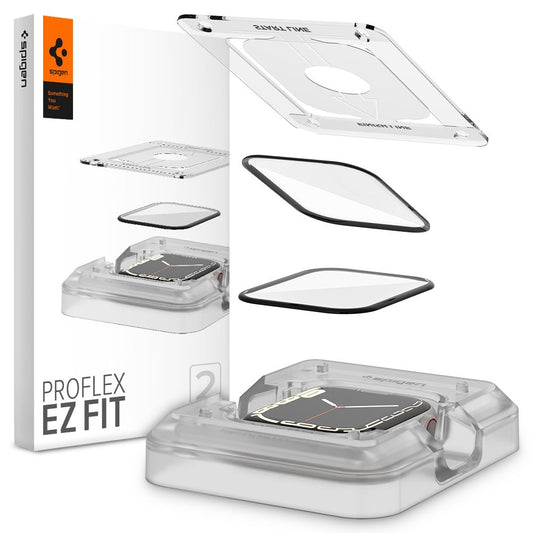 Spigen Proflex EZ FIT Screen Protector for Apple Watch 9 / 8 / 7 45mm Series, Set of 2, Flexible Glass