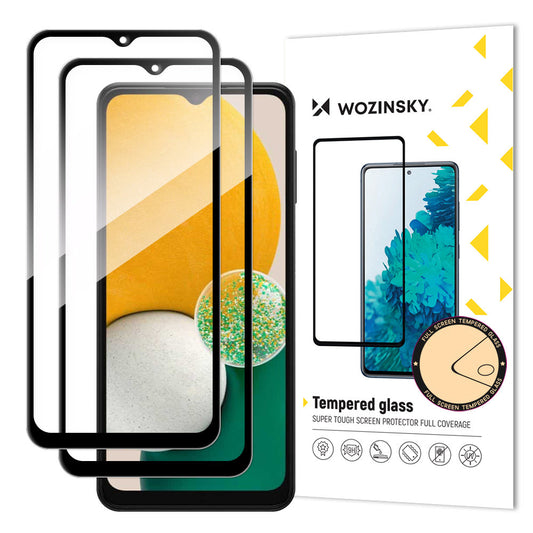 WZK Screen Protector for Samsung Galaxy A13 5G A136, Tempered Glass, Full Glue, Set of 2 pieces, Black