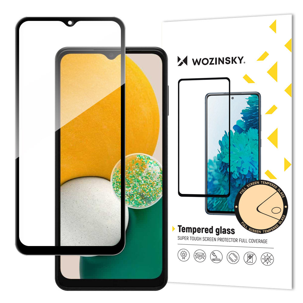 WZK Screen Protector for Samsung Galaxy A13 A137 / A13 A135 / A13 5G A136, Tempered Glass, Full Glue, Black