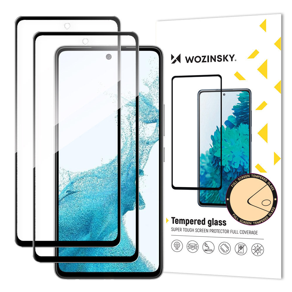 WZK Screen Protector for Samsung Galaxy A53 5G A536, Tempered Glass, Full Glue, Set of 2 pieces, Black