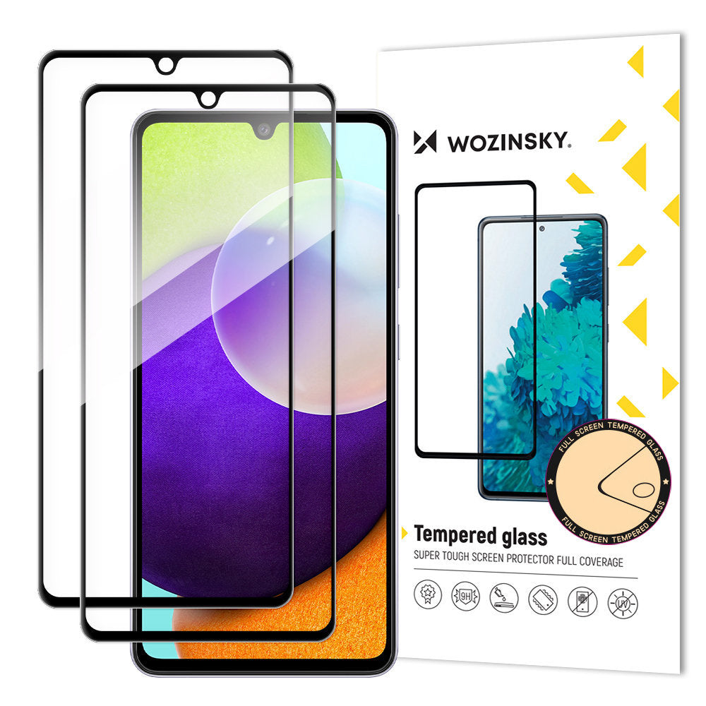 WZK Screen Protector for Samsung Galaxy A33 5G A336, Tempered Glass, Full Glue, Set of 2 pieces, Case Friendly, Black