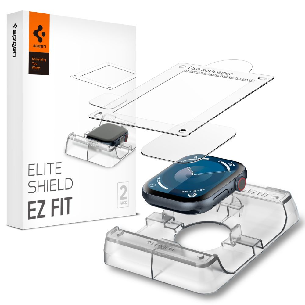 Spigen Elite Shield EZ FIT Screen Protector for Apple Watch 46mm Series, Set of 2, Plastic AFL08579