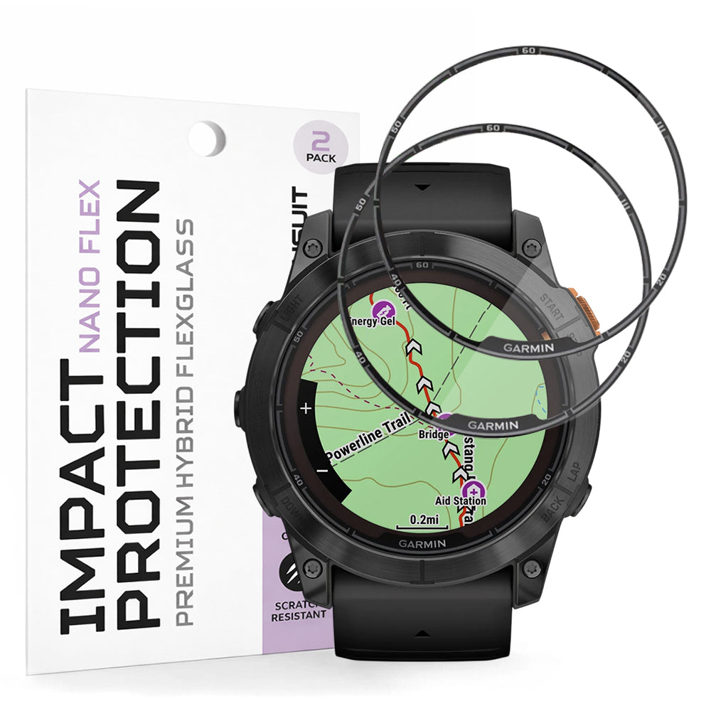 Techsuit Nano Flex Protection Film for Garmin Fenix 7X Pro Solar, Set of 2 pieces, Plastic, Black