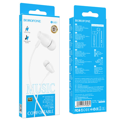 Handsfree 3.5mm Borofone BM61 Wanderer, White