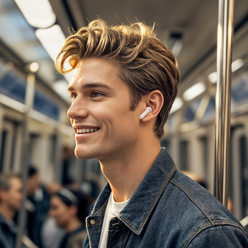 Handsfree Bluetooth Borofone FQ7 Treasure, TWS, ANC, MultiPoint, White