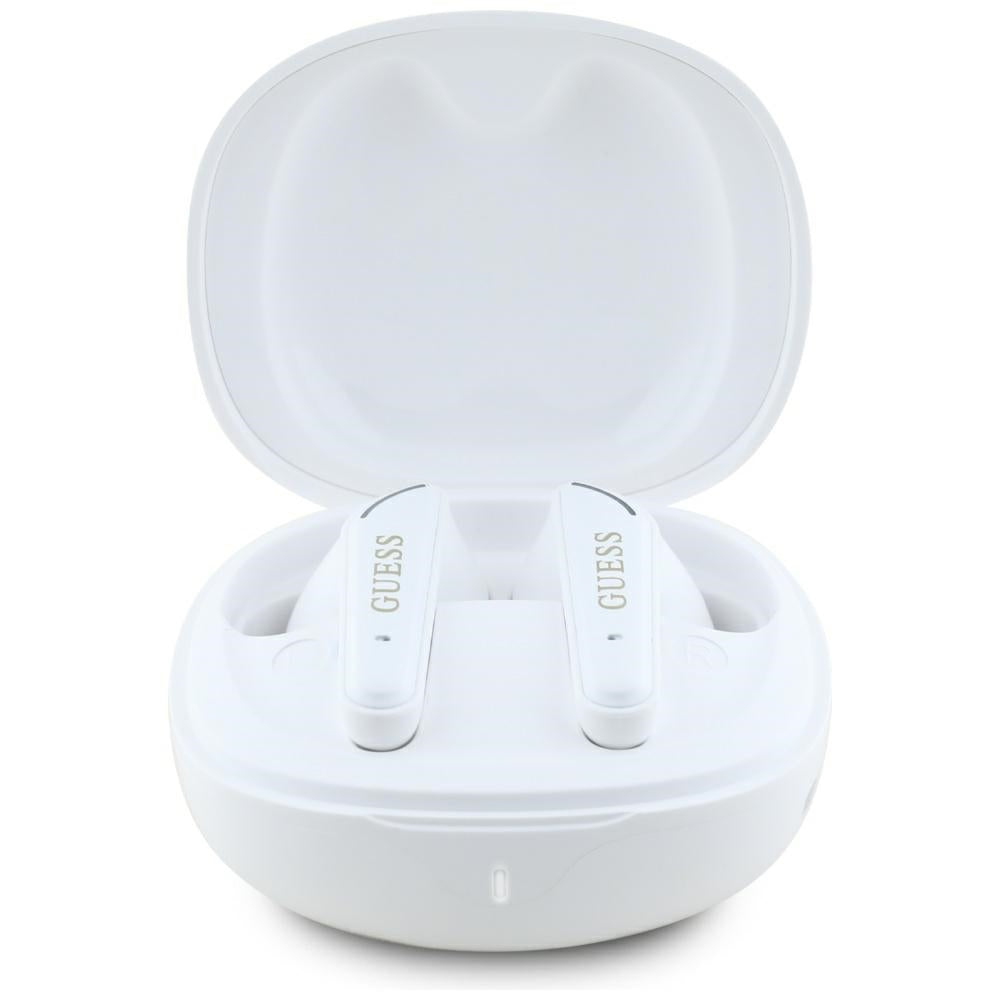 Handsfree Bluetooth Guess Flat Classic Logo Electroplated, TWS, White