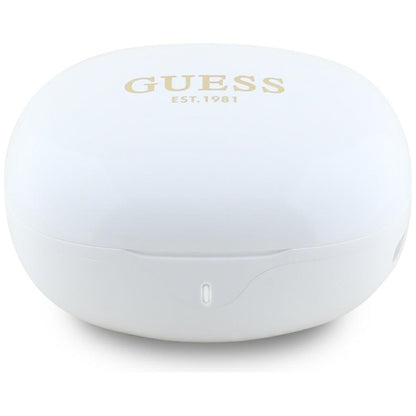 Handsfree Bluetooth Guess Flat Classic Logo Electroplated, TWS, White