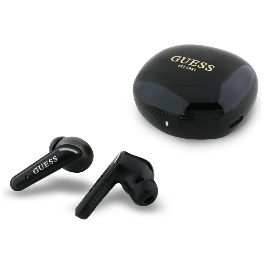 Handsfree Bluetooth Guess Flat Classic Logo Electroplated, TWS, Black