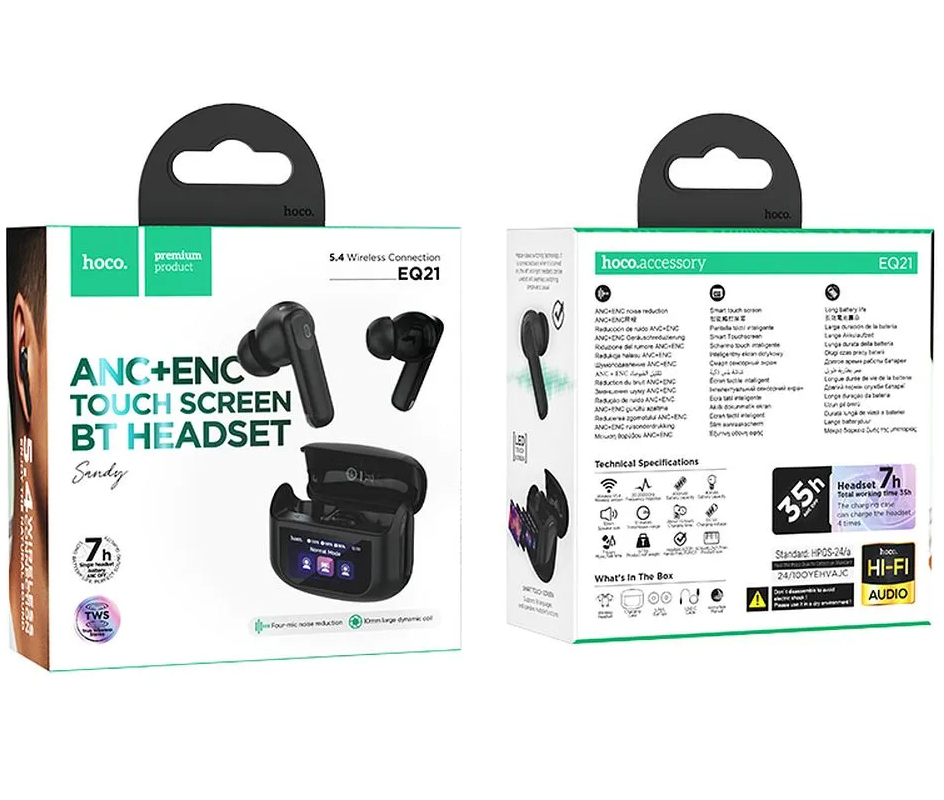 HOCO EQ21 Bluetooth Handsfree, TWS, ANC, Black
