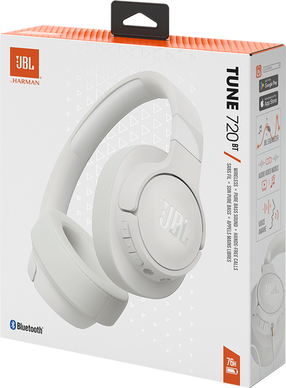 Bluetooth Handsfree JBL Tune 720BT, MultiPoint, A2DP, White, Refurbished JBLT720BTWHT