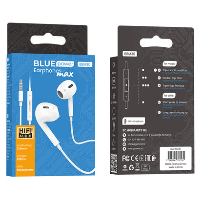 Handsfree 3.5mm BLUE Power BBM30 Max, White