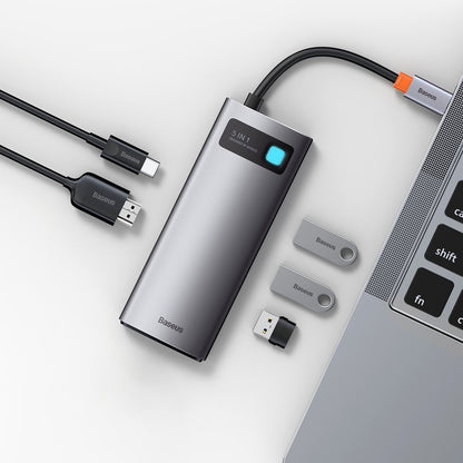 Baseus Metal Gleam USB-C Hub, 3 x USB-A 3.0 - 1 x USB-C - 1 x HDMI, Gray CAHUB-CX0G