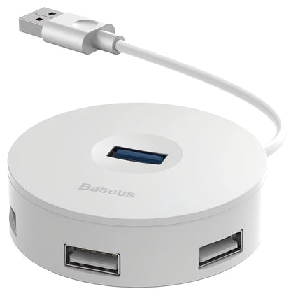 Baseus Round USB Hub, 3 x USB-A - 1 x USB-A 3.0, 0.1m, White CAHUB-F02