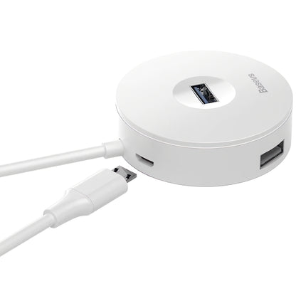 Baseus Round USB Hub, 3 x USB-A - 1 x USB-A 3.0, 0.1m, White CAHUB-F02