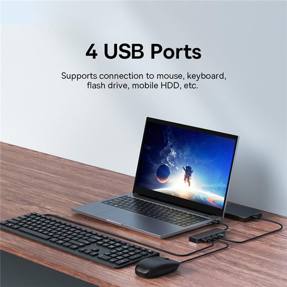 Baseus UltraJoy USB Hub, 4 x USB-A 3.0, 0.15m, Black B0005280B111-00