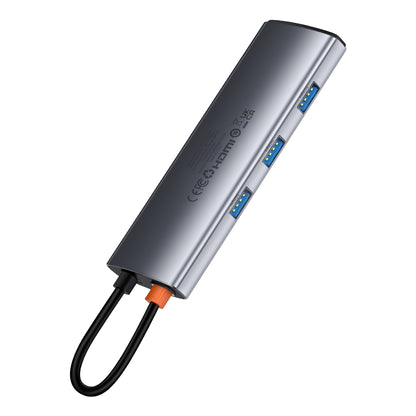 Baseus Joystar USB-C Hub, 3 x USB-A 3.0 - 1 x USB-C - 1 x HDMI - 1 x SD - 1 x microSD, Silver B00030708811-00