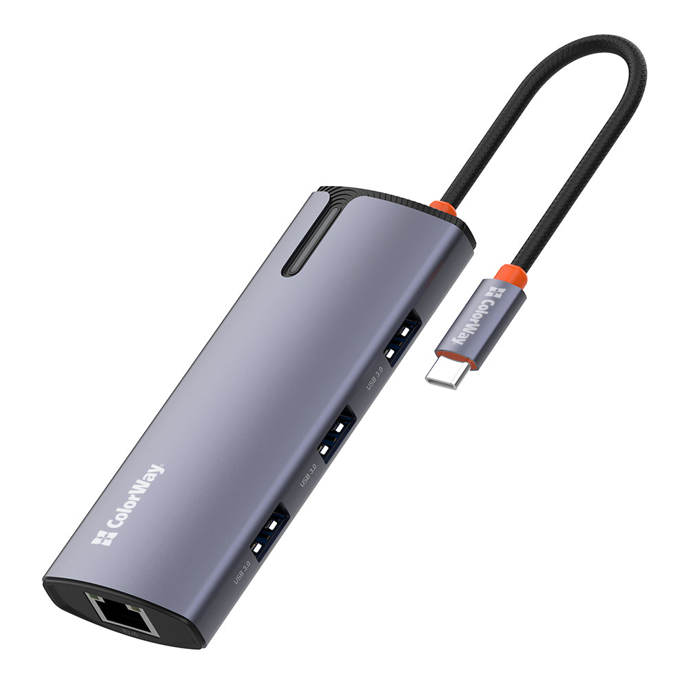 ColorWay CW-HUB03 USB-C Hub, 6in1, Silver