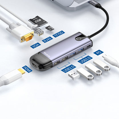 McDodo HU-7420 USB-C Hub, 10in1, Gray