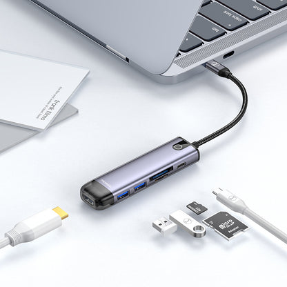 McDodo HU-7740 USB-C Hub, 6in1, Gray