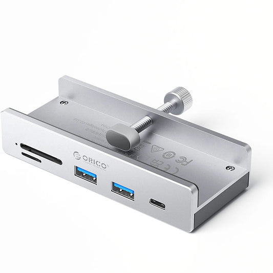 Orico MH5PC Clamp USB-C Hub, 2 x USB-A 3.2 - 1 x USB-C - 1 x SD - 1 x microSD, Silver