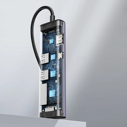 UGREEN CM512 USB-C Hub, 2 x USB-A 3.0 - 1 x USB-C - 1 x HDMI - 1 x SD - 1 x microSD - RJ45, Gray