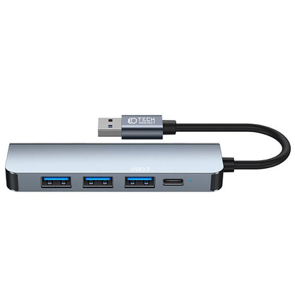 Tech-Protect V0 USB Hub, 3 x USB-A 3.0 - 1 x USB-A - 1 x USB-C, Gray