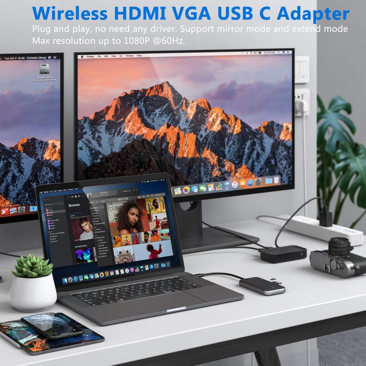 SiGN USB-C Hub, 1 x USB-C - 1 x HDMI - 1 x VGA - 1 x Jack 3.5mm, Black SN-TVBT01