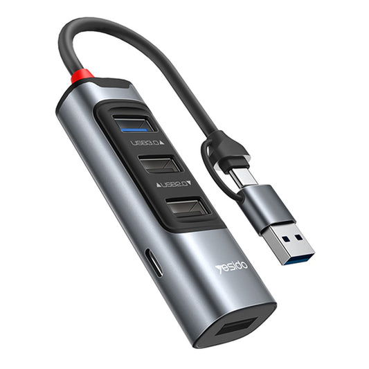 USB / USB-C Yesido HB20, 5in1, Gray