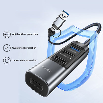 USB / USB-C Yesido HB20, 5in1, Gray