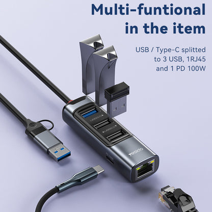 USB / USB-C Hub Yesido HB21, 5in1, Gray