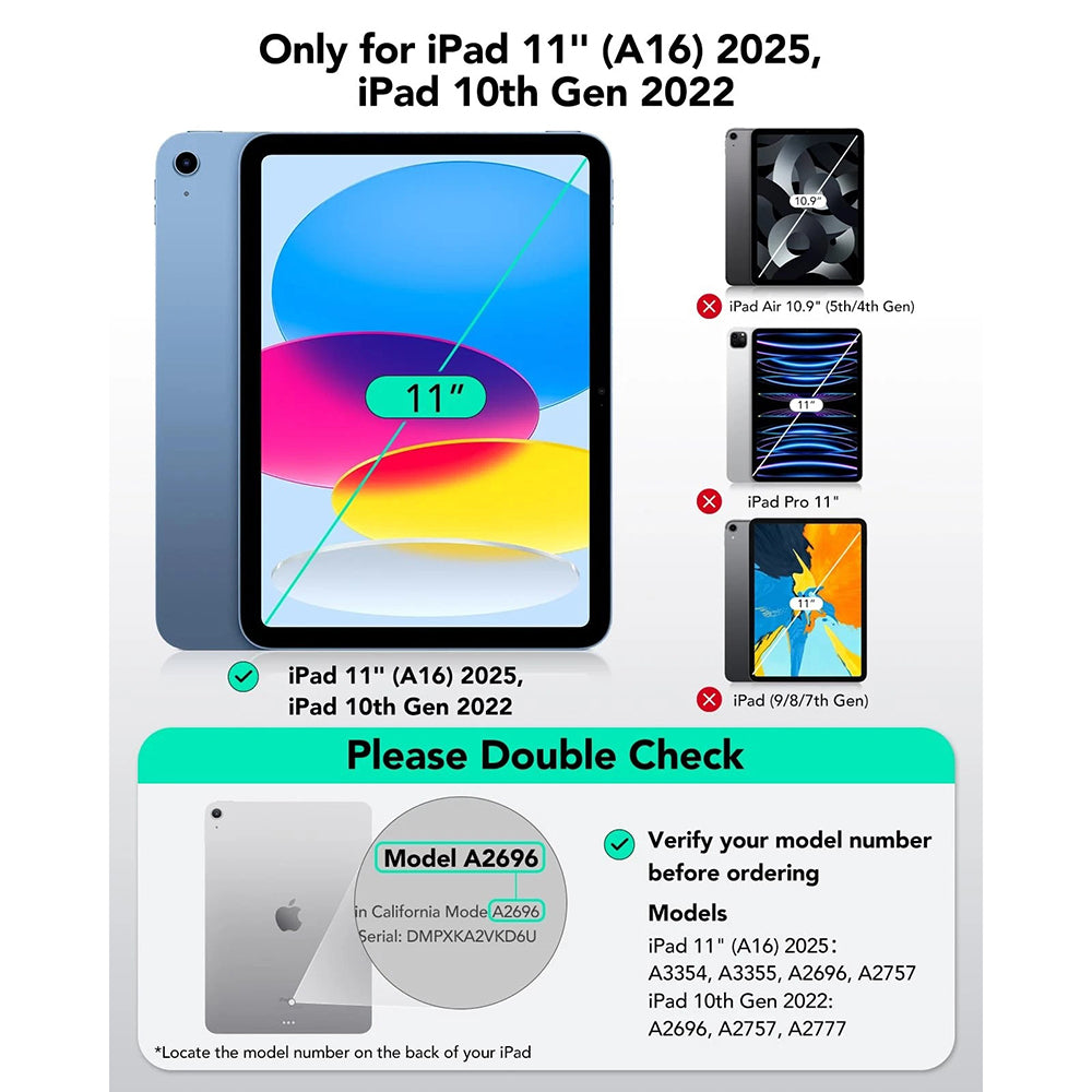 Keyboard Case for Apple iPad (2025) / (2022), ESR, Flex, Gray