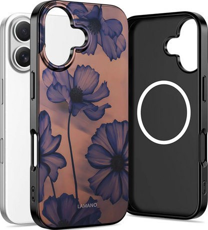 MagSafe Case for Apple iPhone 16, Tech-Protect, Lamano Velvet Night, Black